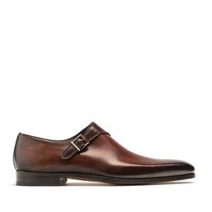 Bashwood Handmade Dark Brown Single Monk Leather Shoes